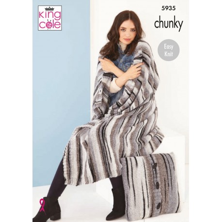 King Cole Safari Chunky Blanket and Cushions Pattern 5935