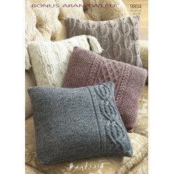 Hayfield Bonus Aran Tweed Cushion Pattern 9804