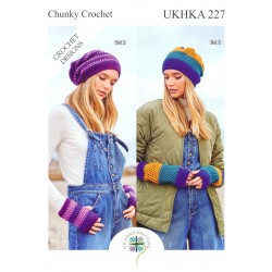 UKHKA Super Chunky Crochet Pattern 227 - Ladies Hats, Fingerless Gloves