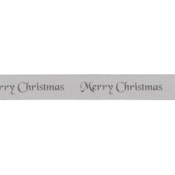 Merry Christmas Ribbon 20m x 10mm - Silver