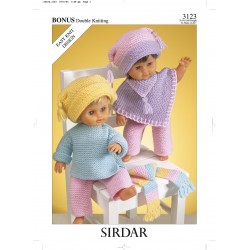 Sirdar Dolls Clothes Pattern 3123