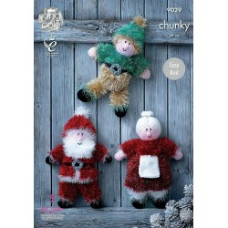King Cole Tinsel Christmas Pattern - Father Christmas, Mrs Christmas, Elf 9029