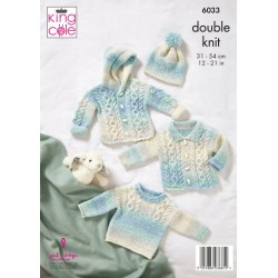 King Cole Jacket, Sweater, Cardigan & Hat Knitting Pattern 6033 - DK