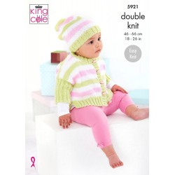 King Cole Oversized Top & Jacket with Hat Knitted Jumper Pattern  (6mths-age 8) 5921