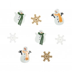 Mixed Pack of Snowman & Snowflake Christmas Buttons