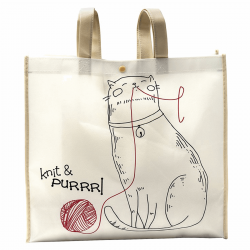 Reuseable Knit & Purl Cat Tote Bag