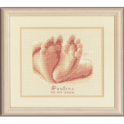 Counted Cross Stitch Kit: Birth Record: Feet