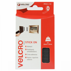 Velcro - Stick on - Black  1m x 20mm