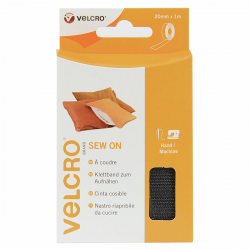 Velcro - Sew on - Black 1m x 20mm
