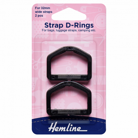 Strap D Rings: Black: 32mm