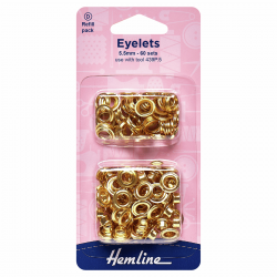 Eyelets Refill Pack: Gold/Brass - 5.5mm