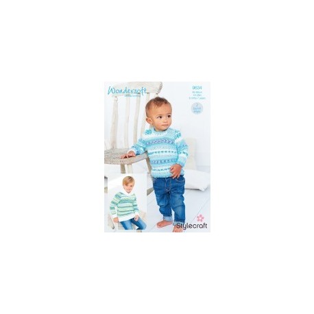 Stylecraft Wondersoft Baby Boys Sweater Pattern 9634