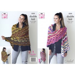 King Cole Ladies DK Crochet Shawl Pattern 5335