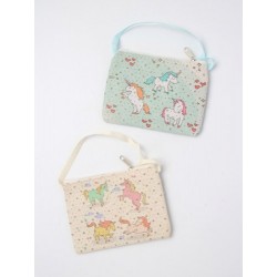 UNICORN PRINTED FABRIC PURSE WITH SHOULDER STRAP