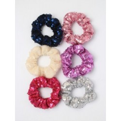 SMALL SIZE SEQUIN FABRIC SCRUNCHIE PINKS