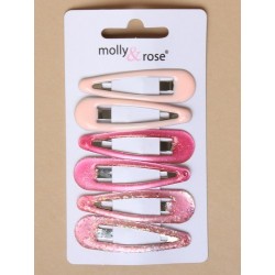 Molly & Rose Sleepies Hairslides 6pk assorted pink 5cm