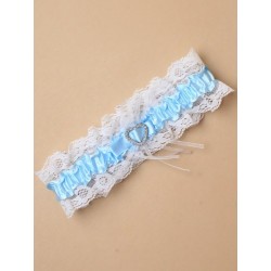 Molly & Rose Blue Ribbon Garter with Silver Heart