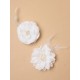 White Fabric Flower Clip with Glitter Edge 4.5cm