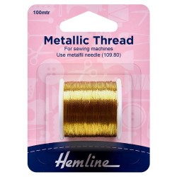 Hemline Metallic Thread - Gold 100m