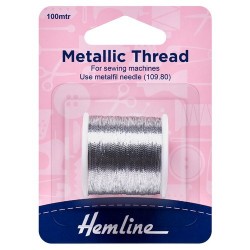 Hemline Metallic Thread - Silver 100m