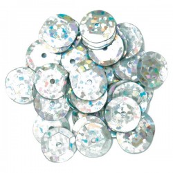 Sequins: Cup: Holographic: 10mm: Silver