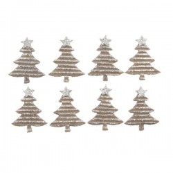 Craft Embellishment: Glitter Trees: Silver: Pack of 8