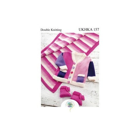 UKHKA Baby DK Pattern: DK Blanket, Cardigan & Booties 157