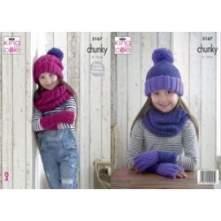King Cole Chunky Childs Hat And Scarf Pattern 5167