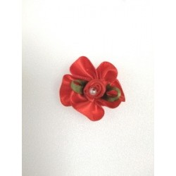 Large Red/Green Rosette with Pearl Design