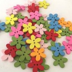 Mixed Pack of Wooden Flower Buttons