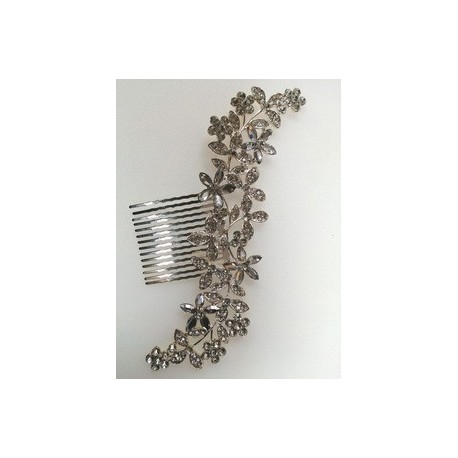 Large Hair Comb with diamante-silver