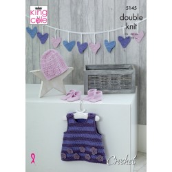 King Cole DK Baby Dress, Bunting, Hat and Bootee Pattern 5145
