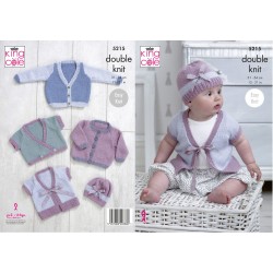 King Cole Baby DK Cardigans and Hat Pattern 5215