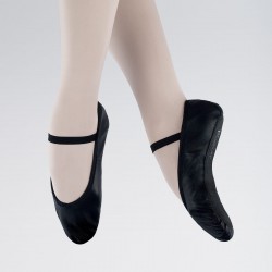 IDS Full Sole Black Leather Ballet Shoes - Child