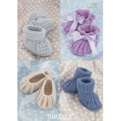 Sirdar Snuggly 4 Ply Baby Bootees Pattern 1487