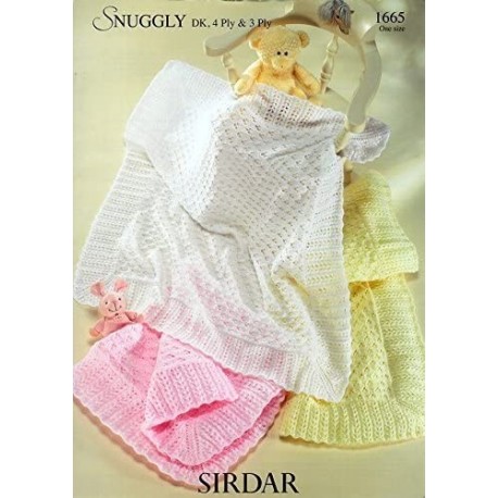 Sirdar Snuggly 3 Ply/4 Ply/DK Baby Blanket Pattern 1665