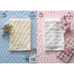 King Cole Baby Knitted Blanket Pattern 3506