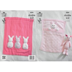 King Cole Baby Blanket And Rabbit DK Pattern 4006