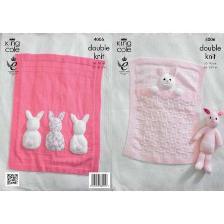 King Cole Baby Blanket And Rabbit DK Pattern 4006
