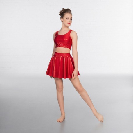 1st Position Red Metallic Dance Skirt
