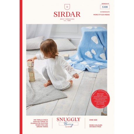 Sirdar Snuggly BUNNY Cloud & Plain Baby Blanket Pattern 5308