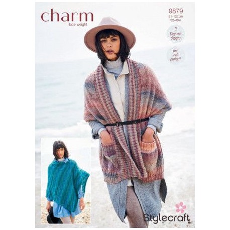 Stylecraft Charm Poncho Cape/Shawl Pattern 9879