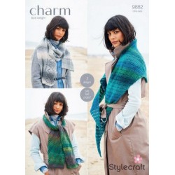 Stylecraft Charm Scarves Pattern 9882