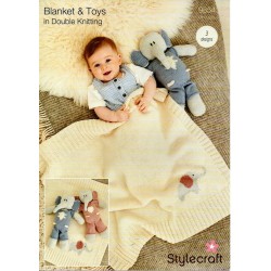Stylecraft Elephant Blanket and Toys Pattern 9854