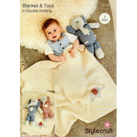 Stylecraft Elephant Blanket and Toys Pattern 9854