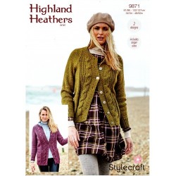Stylecraft Highland Heathers Ladies Cardigan Pattern 9871