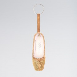 SoDanca Mini Pointe Shoe Glitter Keyring - Gold