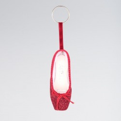 SoDanca Mini Pointe Shoe Glitter Keyring - Red