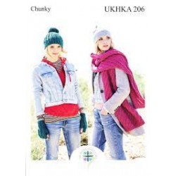 UKHKKA Chunky Ladies Scarf Hat Gloves Pattern 206