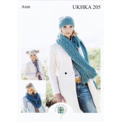 UKHKA Aran Ladies Scarf & Hat Pattern 205